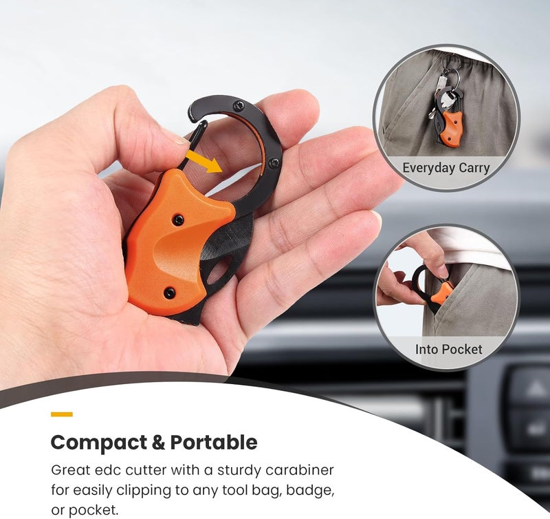 FUNBRO Small Pocket Knife for Men, Cool Folding Knife Box Cutter with 1.34inch Sharp Blade, Mini EDC Knives for Everyday Carry, Great Gift for Men (Orange) - Image 5